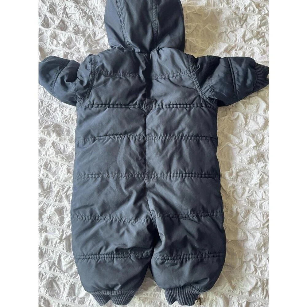 babyGap Snowsuit Kids 0-6 Months Dark Gray Hooded Puffer Warm Cozy‎